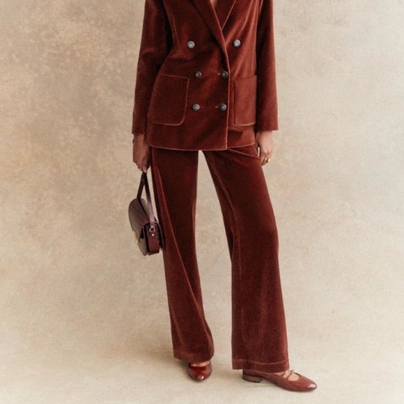 Sezane Marino Trousers Sienna Velvet - Size 8